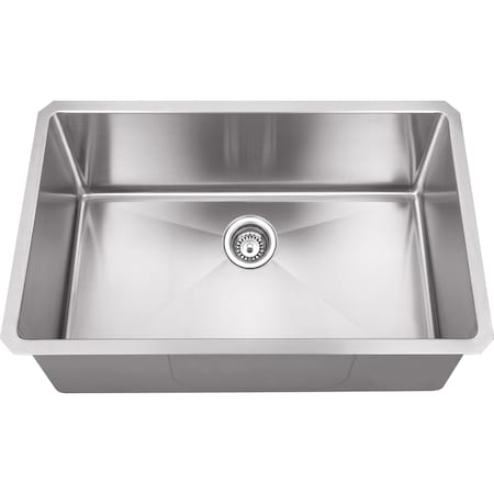 Hardware Resources 30" Lx18"Dx10"H Undermount 16 Gauge Handmade Stainless Steel Single Bowl Sink HMS190